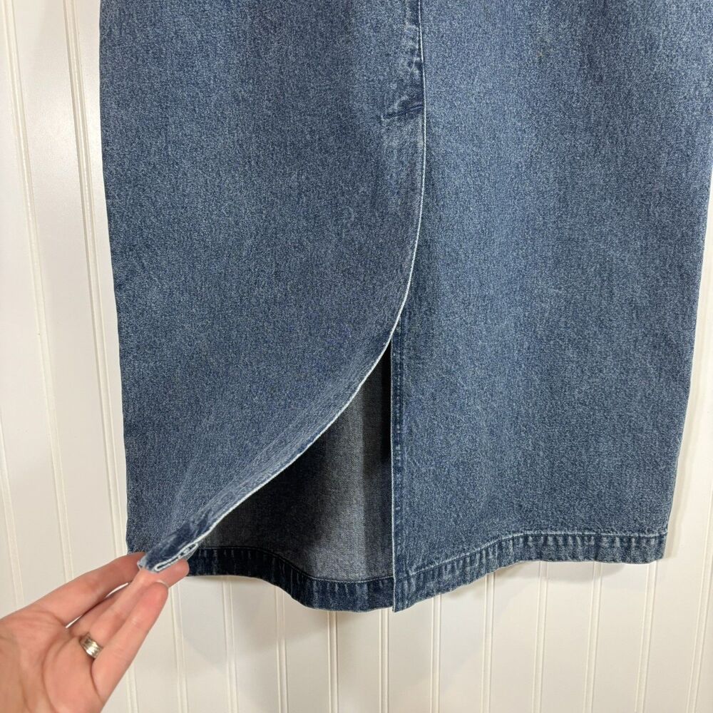 Vintage Y2K Denim Maxi Skirt Size 8 Western Ranch Festival Blue Prairie 90s Norm - Picture 9 of 12